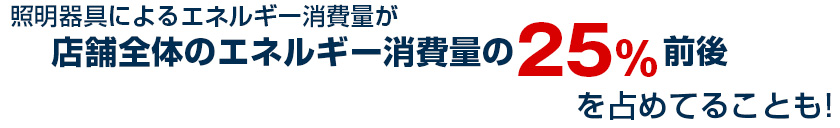 照明器具によるエネルギー消費量が店舗全体のエネルギー消費量の25%前後を占めてることも!