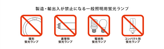 製造・輸出入が禁止になる一般照明用蛍光ランプの種類の画像